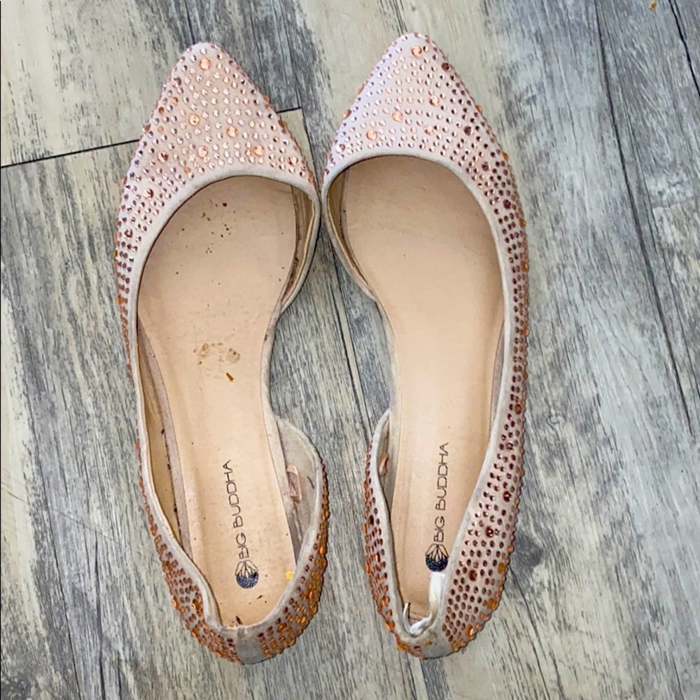 Rhinestone point toed flats